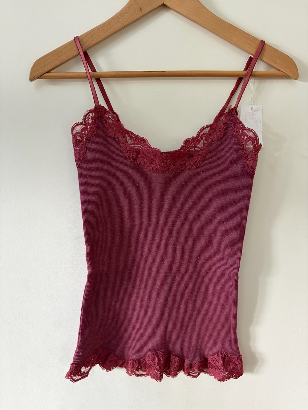 NWT Only Hearts Lace-Trim Wine Burgundy Camisole